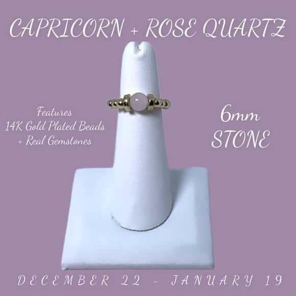 COPY - Wool + Pepper Co. Capricorn + Rose Quartz Ring - Zodiac x Gemstone - Picture 7 of 8